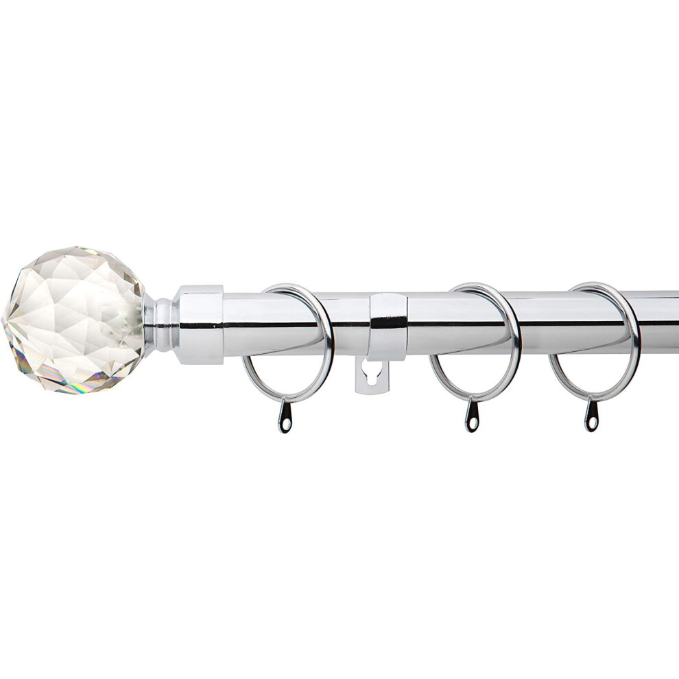A.unique Home (Nickel, 120Cm - 220Cm, 47" To 87" Approx) Gem Crystal Ball Metal Extendable Curtain Pole With Rings And Fittings, In A Variety Of Colou