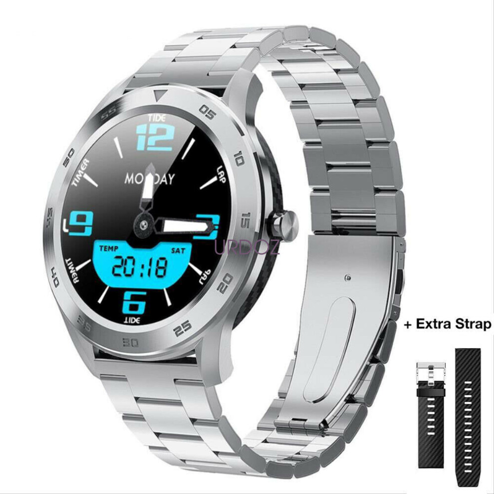 (Silver(Stainless Steel Band)) Ecg Mens Fitness Tracker Smart Watch Heart Rate Blood Pressure Ios Android Fitness Silver 7552103091124