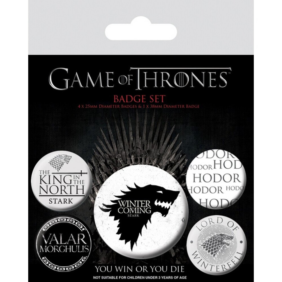 Game Of Thrones Winter Is Coming Badge Set (Pack Of 5)