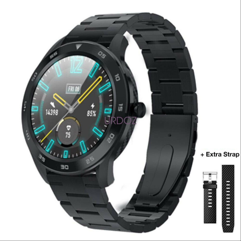 (Black(Stainless Steel Band)) Ecg Mens Fitness Tracker Smart Watch Heart Rate Blood Pressure Ios Android Fitness Black 7552103091117
