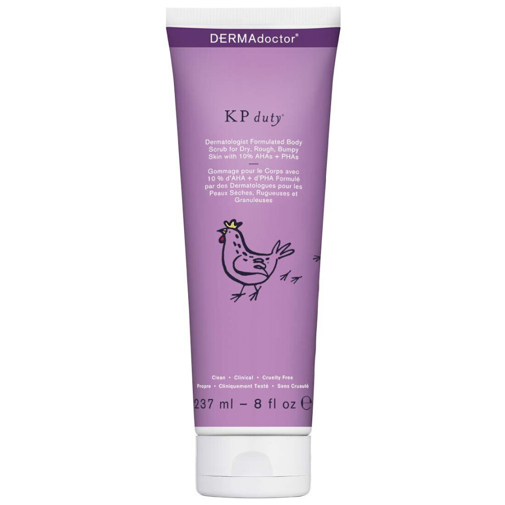 DERMAdoctor KP Duty Dermatologist Formulated Body Scrub Exfoliant for Keratosis Pilaris and Dry, Rough, Bumpy Skin with 10% AHAs + PHAs
