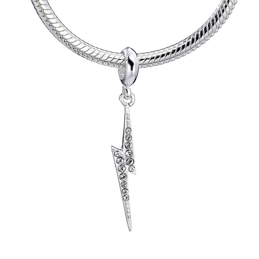 Harry Potter Sterling Lightning Bolt Slider Charm With Swarovski Crystals Silver