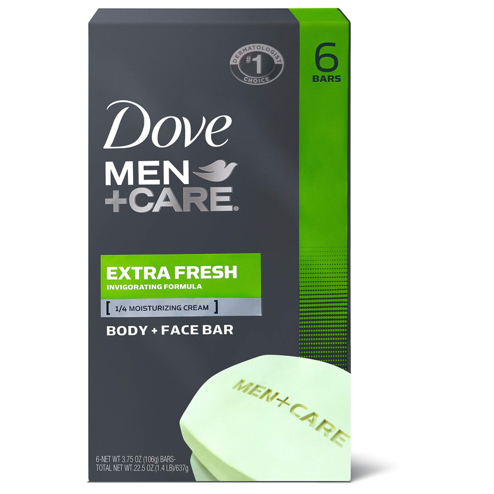 Dove Men+Care 3 in 1 Bar for Body, Face, and Shaving to Clean and Hydrate Skin Extra Fresh Body and Facial Cleanser More Moisturizing Than Bar Soap 3.