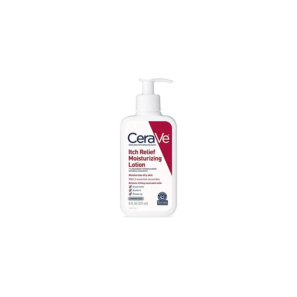 CeraVe Moisturizing Lotion for Itch Relief | 8 Ounce | Dry Skin Itch Relief Lotion with Pramoxine Hydrochloride | Fragrance Free