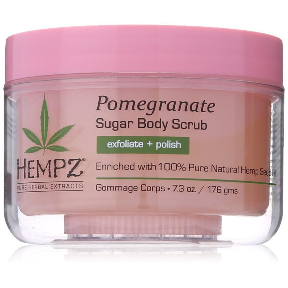 Light/Pink Hempz Herbal Sugar Body Scrub, Pomegranate, 7.3 Fluid Ounce