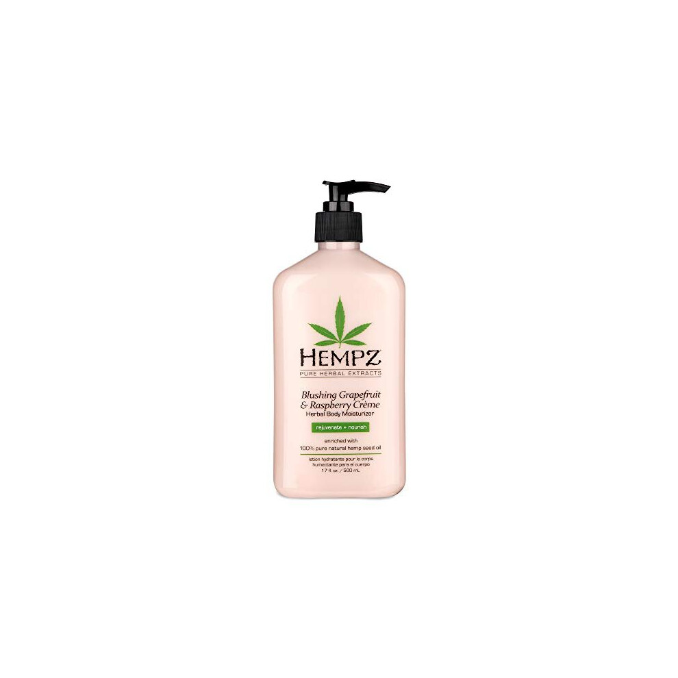 Hempz Blushing Grapefruit & Raspberry Creme Herbal Body Moisturizer Lotion - Fruit Body Cream - Pure Hempseed Oil, Shea Butter, Ginseng, Natural Extra