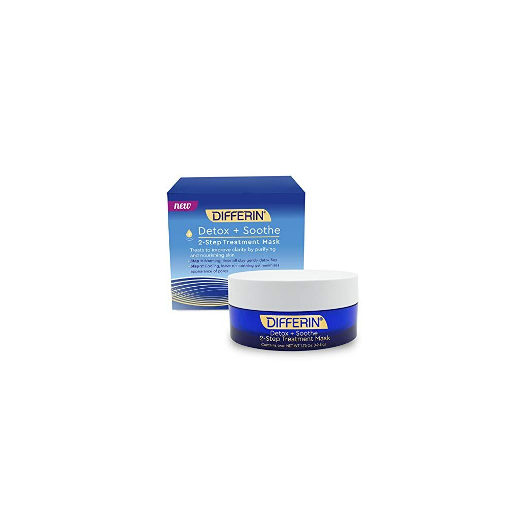 Differin Detox + Soothe 2Step Face Mask, Suitable for Sensitive Skin, 1.75 Oz