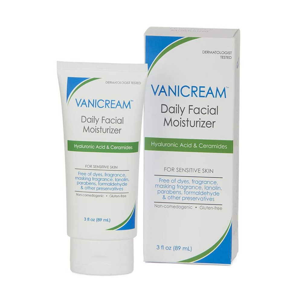 Vanicream Facial Moisturizer With Hyaluronic Acid For Sensitive Skin, Fragrance Free 3 Fl Oz