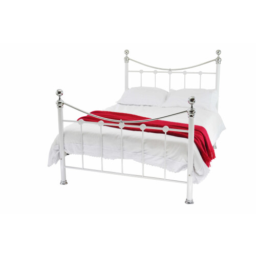 (Small Double) Cambridge Metal Bed Frame White - Strong Mesh Base