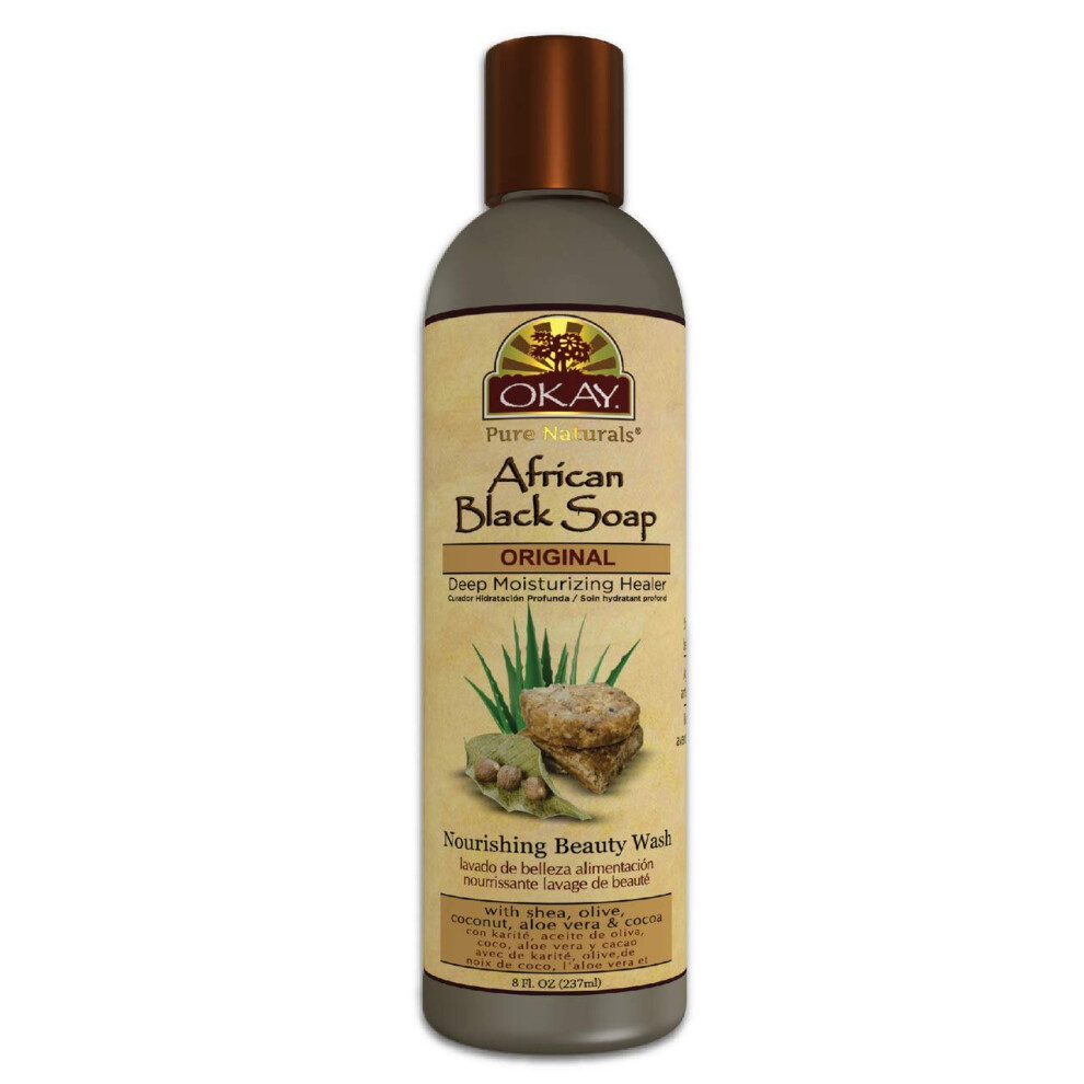 Okay African Soap Liquid, Black, 240ml