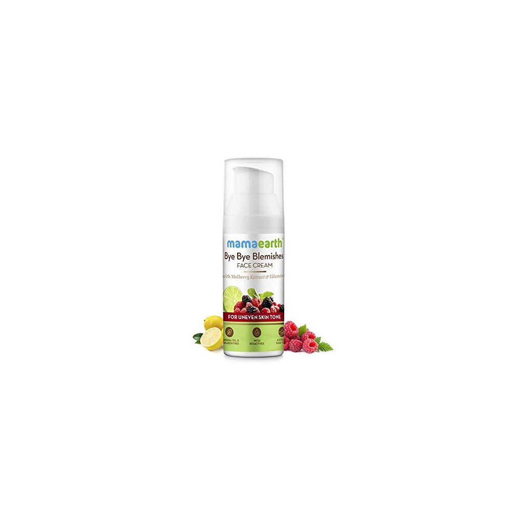 Mamaearth Cream Bye Bye Blemishes Face For Pigmentation & Blemish Removal, With Mulberry Extract & Vitamin C - 30Ml