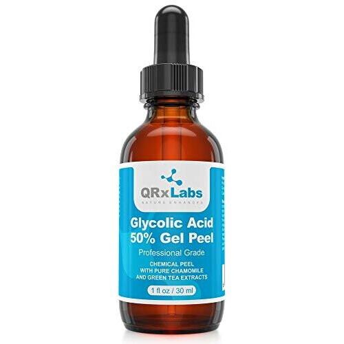 Glycolic Acid 50% Gel Peel with Chamomile and Green Tea Extracts - Professional Grade Chemical Face Peel for Acne Scars, Collagen Boost, Wrinkles, Fin