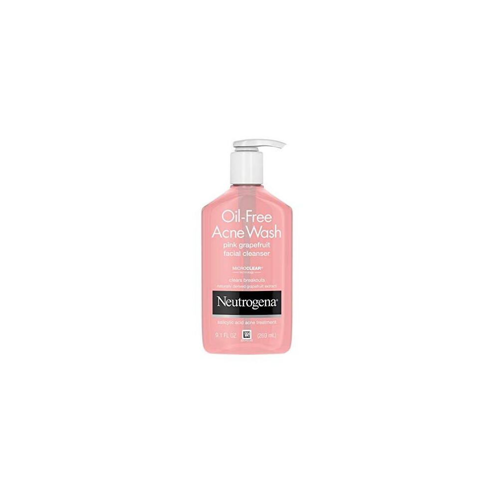 Neutrogena Oil-Free Salicylic Acid Pink Grapefruit Pore Cleansing Acne Wash and Facial Cleanser with Vitamin C, 9.1 fl. oz