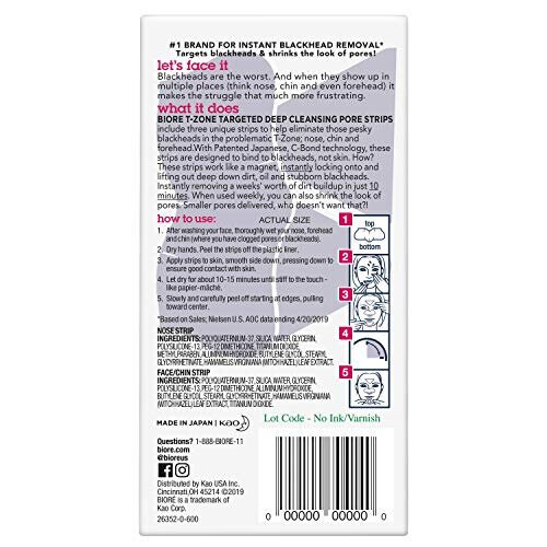 Biore, T-Zone Στόχος Deep Καθαρισμός Pore Strips, 15 Strips 2