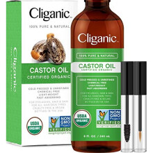 Cliganic, 100% Naturalny i czysty, Organic Castor Oil, 8 fl oz (240 ml)
