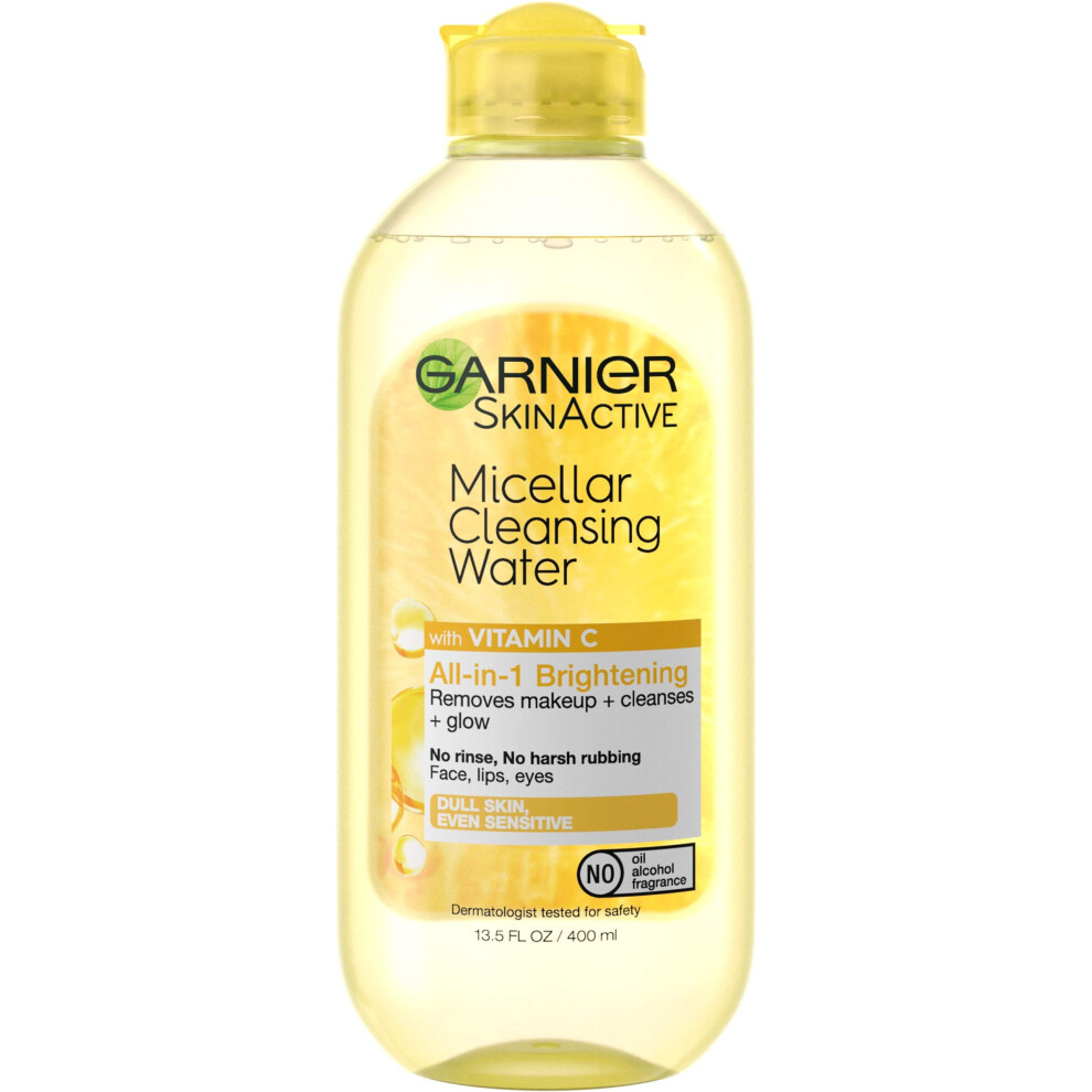 Garnier SkinActive Micellar Cleansing Water with Vitamin C, to Cleanse Skin, Remove Makeup, and Brighten Dull Skin, 1 Count (Packaging May Vary)