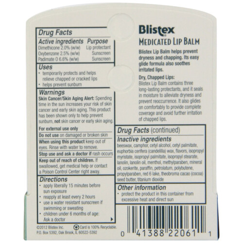 Blistex Blistex Medicated Lip Balm, SPF 15, .15 oz 1