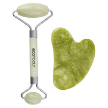EcoTools Jade Roller and Gua sha Facial Set, Face Roller and Massage Tool, 100% Jade Skincare Essential