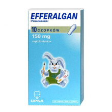Efferalgan 150 mg, czopki doodbytnicze, 10 sztuk