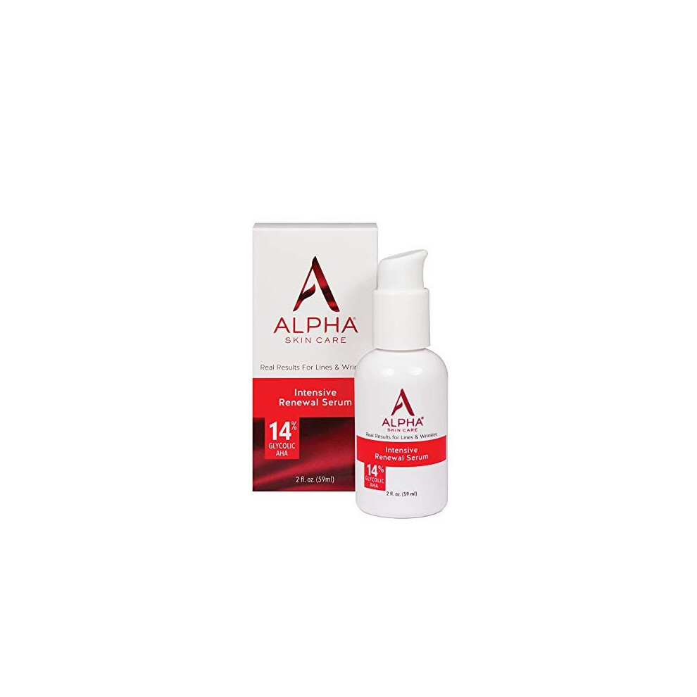 Alpha Skin Care Intensive Renewal Serum | Anti-Aging Formula | 14% Glycolic Alpha Hydroxy Acid (AHA) | Reduces the Appearance of Lines & Wrinkles | Fo