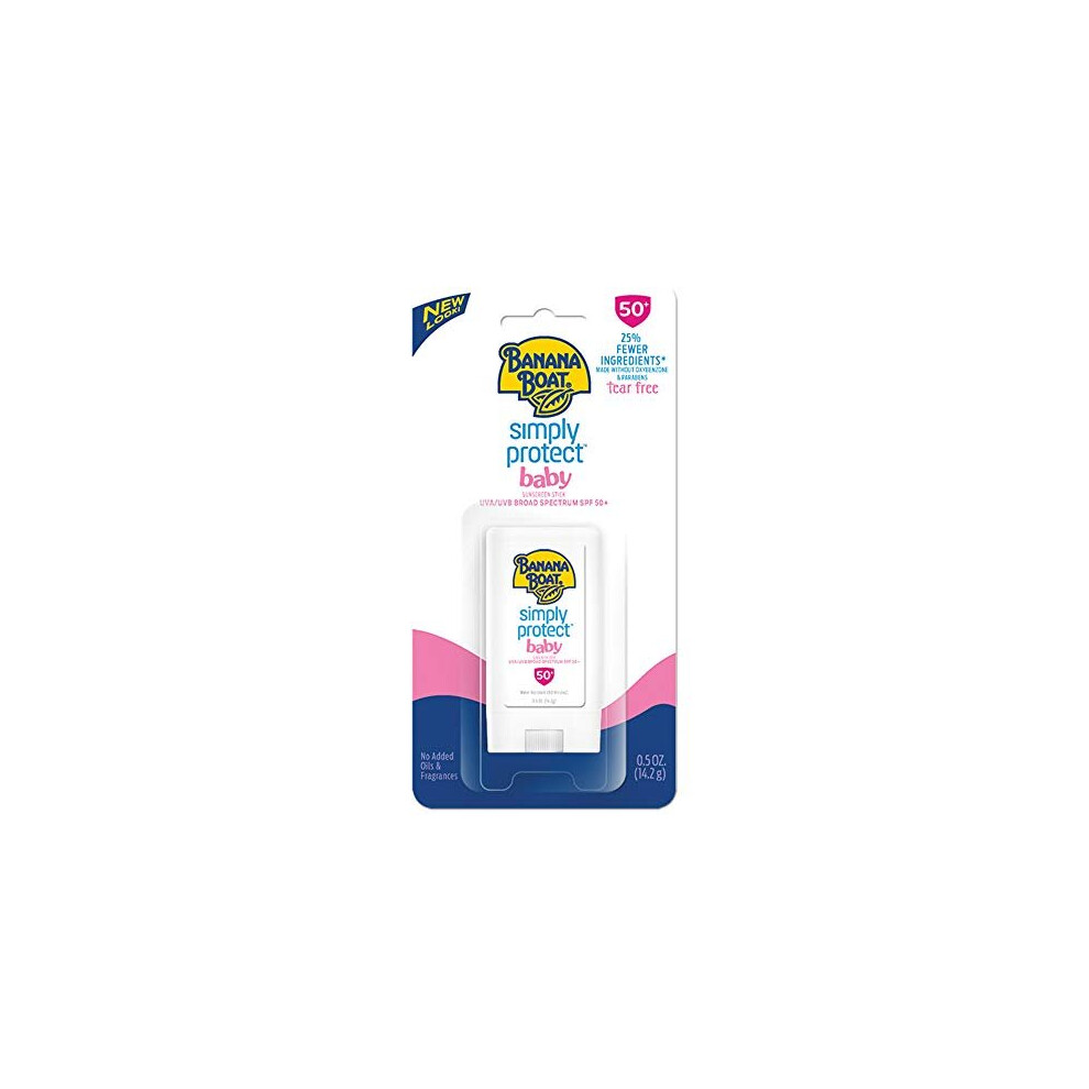 Banana Boat Simply Protect Mineral-Based Sunscreen Stick for Baby, SPF 50+, 25% Fewer Ingredients, 0.5 Ounce