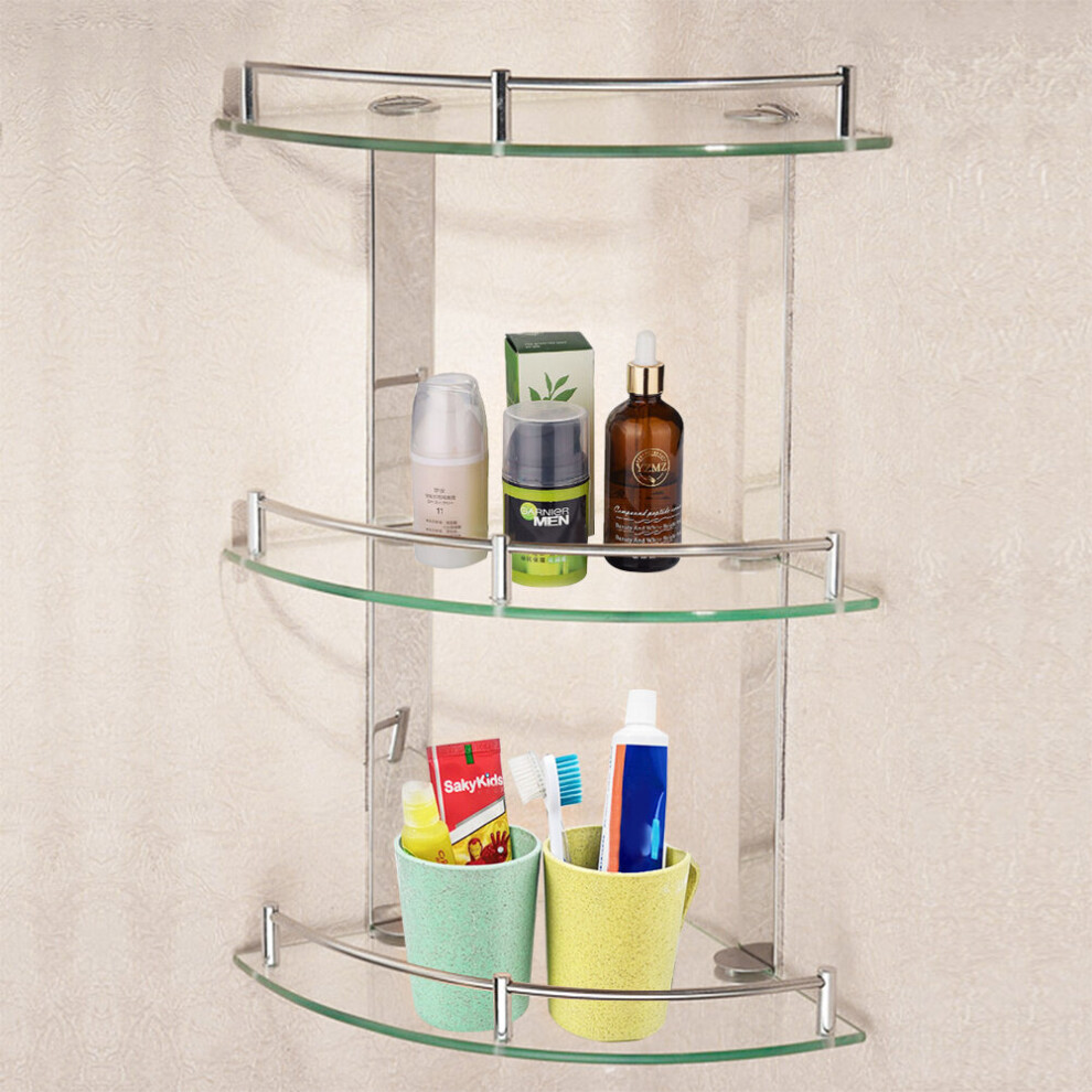 Photos - Other Bathroom Accessories Living and Home  Corner Shower Caddy Glass Storage Wall Shelf Rack Bathroom Organizer (3 Tier, 25*25cm)