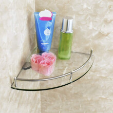 (1 Tier, 25*25cm) Corner Shower Caddy Glass Storage Wall Shelf Rack Bathroom Organizer