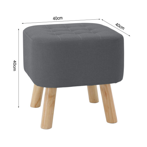 Living And Home Modern Upholstered Footstool Square Pouffe Stool Wooden Legs 2