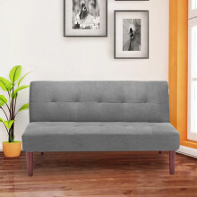 (Grey) Modern Fabric Padded Convertible Sofa Bed