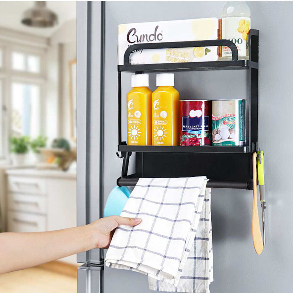 Living And Home (2 Tier) Metal Kitchen Rack Magnetic Refrigerator Storage Basket Fridge Organizer Shelf