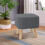 Living And Home Modern Upholstered Footstool Square Pouffe Stool Wooden Legs 2