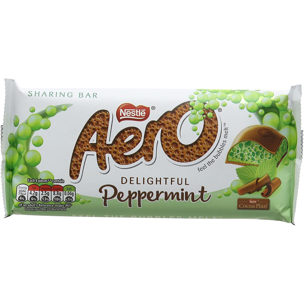 FULL BOX OF NEW NESTLE AERO PEPPERMINT MINT CHOCOLATE BAR 24 x 36 g