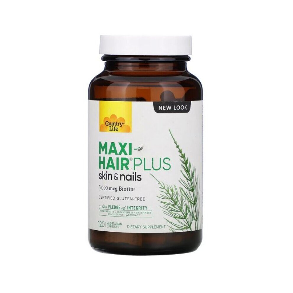 Country Life Maxi-Hair Plus, 5000 Mcg - 120 Vegetarian Capsules
