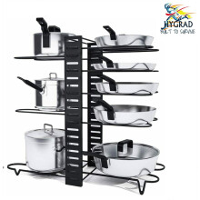 8 Tier Adjustable Cabinet Organiser Pots & Pans Dishes Organiser Stand Cupboard