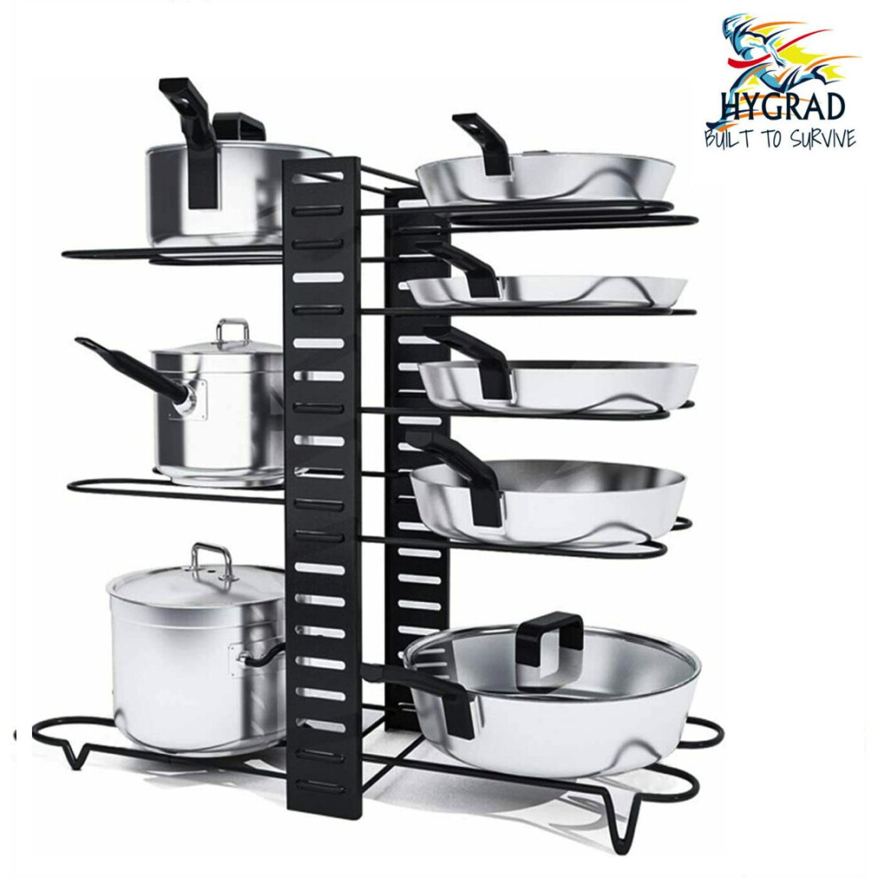 Hygrad 8 Tier Adjustable Cabinet Organiser Pots & Pans Dishes Organiser Stand Cupboard