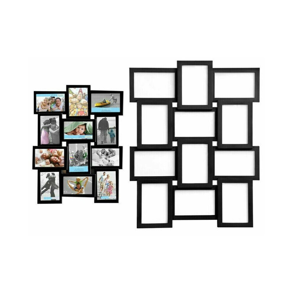 (Black) Vintage Multi Aperture Photo Picture Frame Holds 12 X 6''X4'' Photos