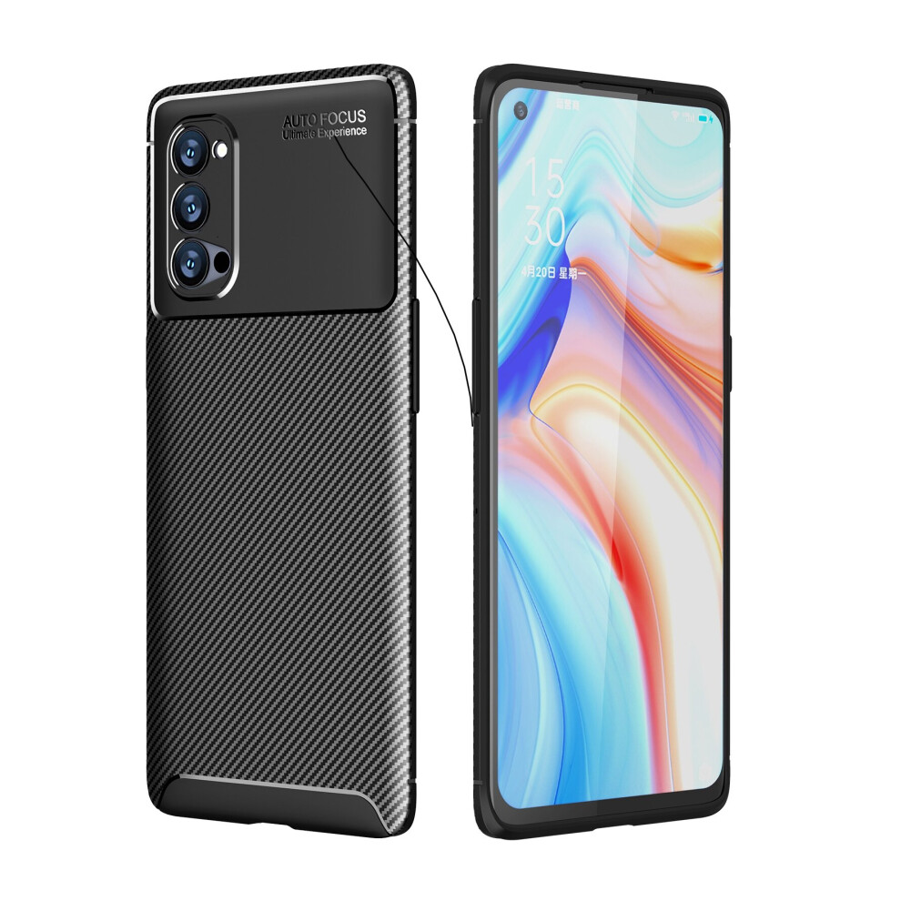 FonetekÂ® For Oppo Reno 4 Pro 5G, Tough Shockproof Slim Carbon Fibre Protective Case Cover