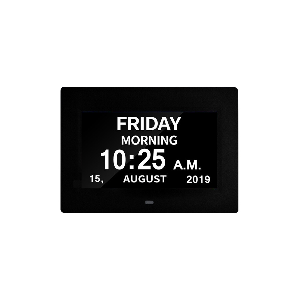 (Black) LED Digital Day Clock Calendar Dementia Alarm Time Date Month Memory