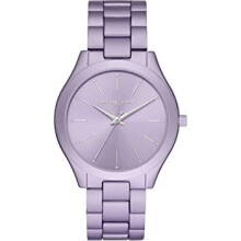 Michael Kors MK4540 Slim Runway Dreizeiger-Damenuhr, 42 mm, Lila, Aluminium-Armband, 5 ATM, Faltschließe mit 2 Drückern