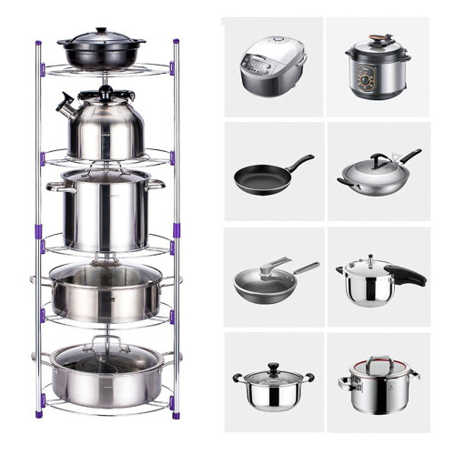 5 Tier Kitchen Pots And Pans Storage Rack Large Pots & Pans Corner Rack Holder 2