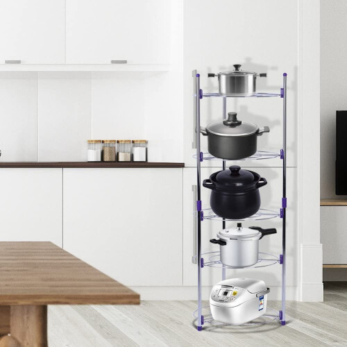 5 Tier Kitchen Pots And Pans Storage Rack Large Pots & Pans Corner Rack Holder 1