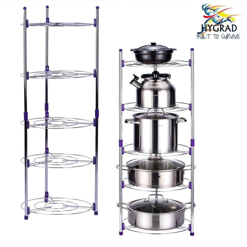 5 Tier Kitchen Pots And Pans Storage Rack Large Pots & Pans Corner Rack Holder