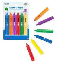First Steps 6-Pack Baby Bath Crayons - Non-Toxic, Easy-Wipe Clean Bath Toys, 6 Colors: Red Blue Green Orange Yellow Purple