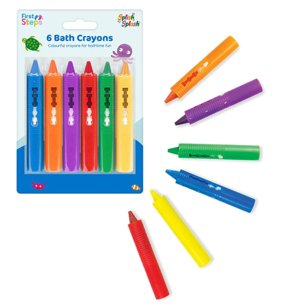 6 Pack Baby Bath Crayons - Non-Toxic Bath Toys by First Steps