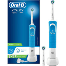 (Vitality Plus Cross Action) Oral-B Vitality Plus CrossAction Electric Rechargeable Toothbrush, 1 Blue Handle, 2 Brush Heads, UK 3 Pin Plug