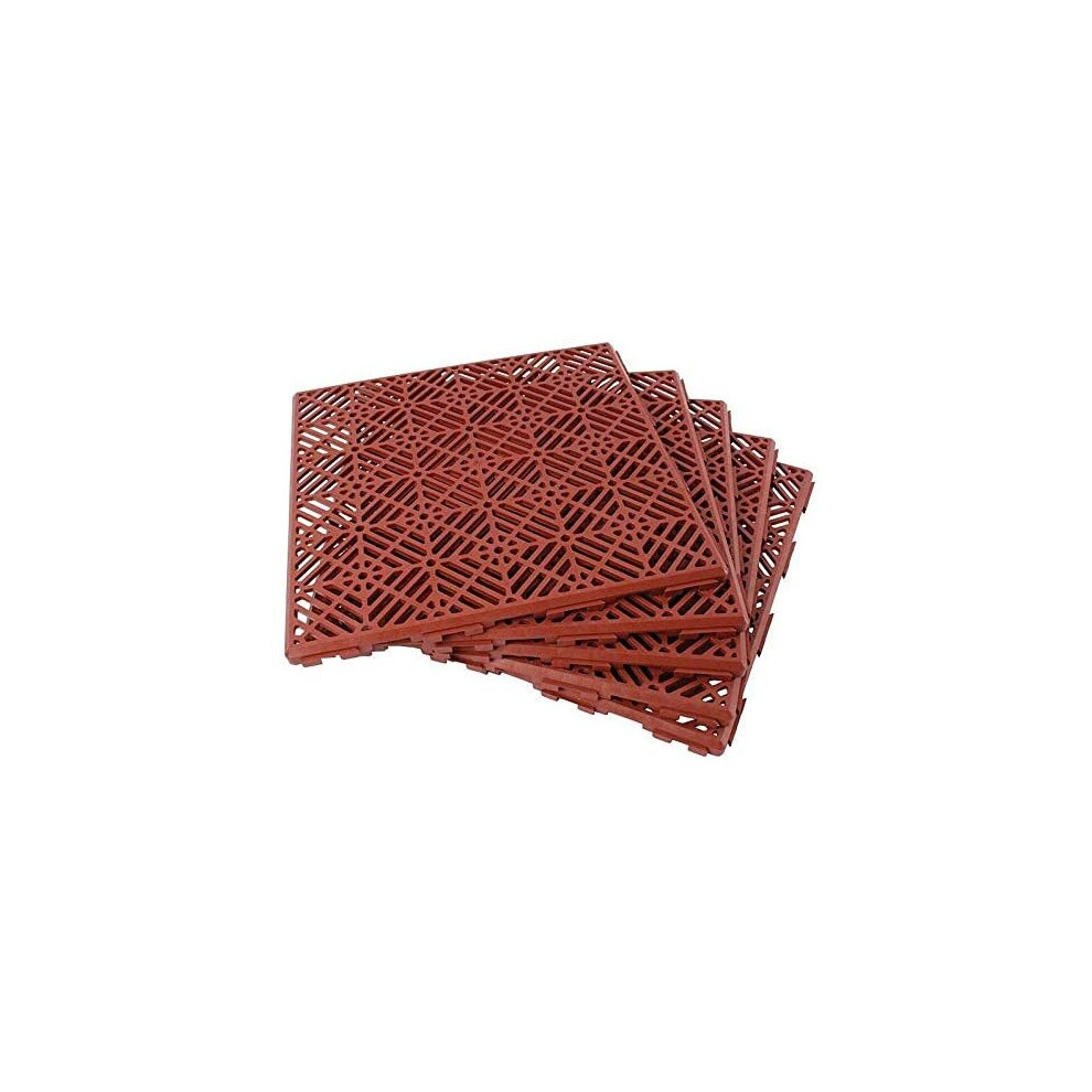 5Pc Garden Interlocking Tiles Waterproof Floor Path Patio Decking Grid Non Slip Terracotta