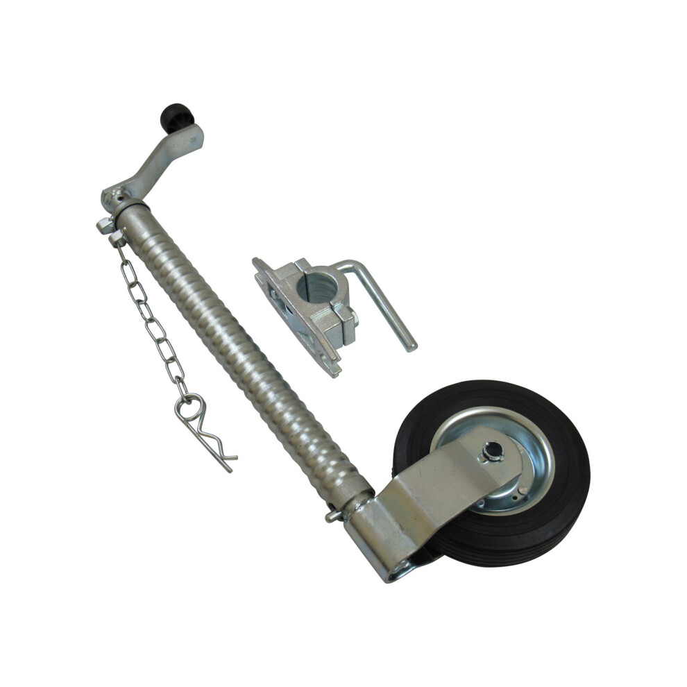 Heavy Duty Caravan Jockey Wheel & Clamp 48MM (Ribbed Wind Up Handle)