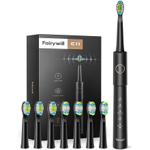 Fairywill E11 Sonic Electric Toothbrush for Adults - 5 Modes, Smart Timer, Fast Charge, 8 Replacement Heads, IPX7 Waterproof