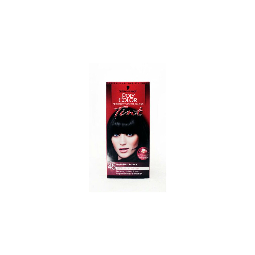 Schwarzkopf Poly Color Permanent Cream Colour Tint Natural Black - 45