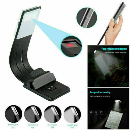USB Rechargeable LED Book Reading Light Flexible Clip On Lamp 2